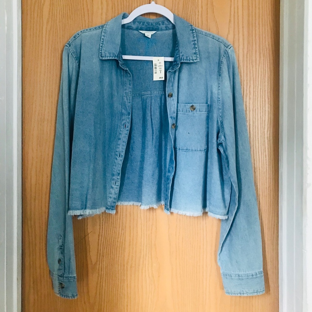 Crop Button Down Top By Aeropostale